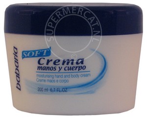 Babaria Crema Manos y Cuerpo Soft 200ml is een handcreme en bodycreme tegelijk, direct leverbaar bij Supermercat