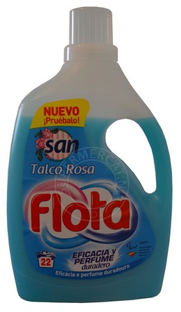 Flota Talco Rosa Detergente Liquido vloeibaar wasmiddel zorgt voor een schone was met een zachte en vooral zeer aangename Spaanse geur