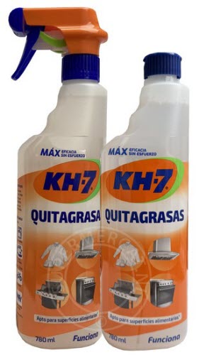 Pak extra voordeel en bestel deze speciale KH-7 Quitagrasas set (Spray 750ml en navulling 750ml) en ontdek de Spaanse kracht tegen vet