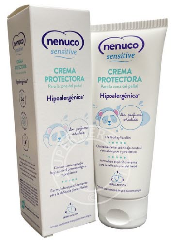 Nenuco Sensitive Crema Protectora Hipoalergénica crème met zinkoxide, bijenwas en allantoïne is verzorgend en dankzij de speciale hypoallergene formule geschikt voor een baby
