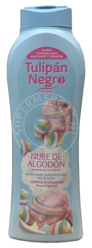 Ontdek de zachte en exclusieve geur van Tulipan Negro Gel de Bano Nube de Algodon douchegel uit Spanje