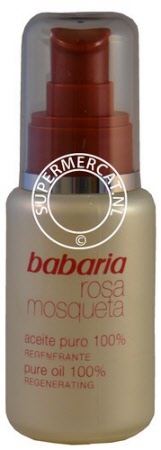 Special voor het gezicht en de hals is er Babaria Rosa Mosqueta Aceite Puro 100% Regenerante met rozenbottel olie