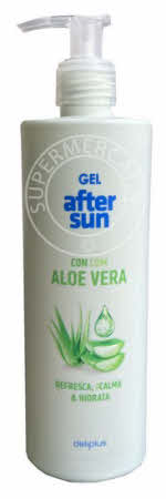 Deliplus Aftersun Gel con Aloe Vera wordt geleverd in een speciale flacon met een dispenser en heeft een snel kalmerend en verzorgend effect op de huid
