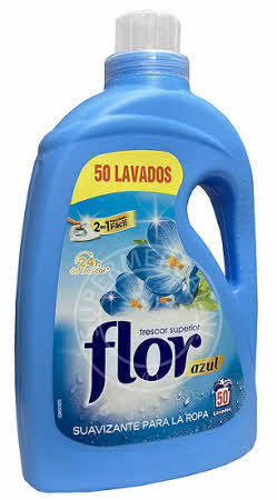 Flor Azul Suavizante wasverzachter zorgt voor een zachte was met een heerlijke Spaanse geur