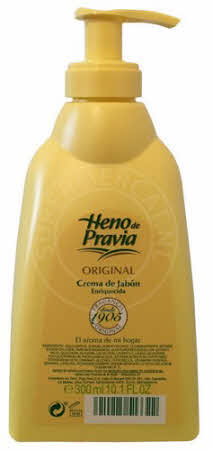 De handige dispenser met vloeibare Heno de Pravia uit Spanje verzorgt uw handen en draagt bij aan een optimale hygiëne