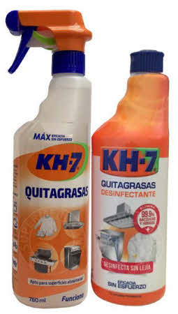 KH-7 Quitagrasas y Desinfectante Pack (Quitagrasas 750ml Spray and Refill Desinfectante 750ml)