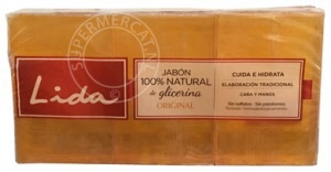 Lida Jabon Natural de Glicerina Original 3-pack soap (3 x 125gr) is a classic Spanish soap